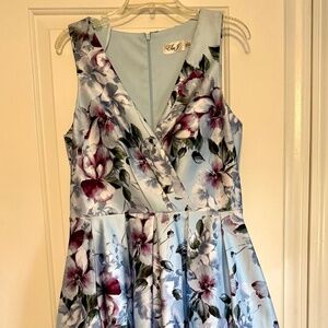 Eliza J dress floral high low cocktail sleeveless blue size 12